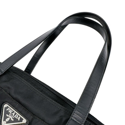 Prada Handbag Triangle Logo Tote Bag Black