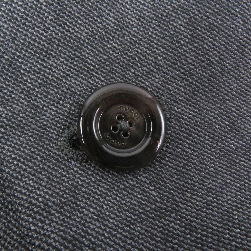 Gucci 625378 100% Wool Logo Patch Single Bleather Tailored Jacket Gray 50 Made