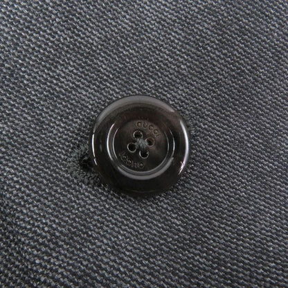 Gucci 625378 100% Wool Logo Patch Single Bleather Tailored Jacket Gray 50 Made