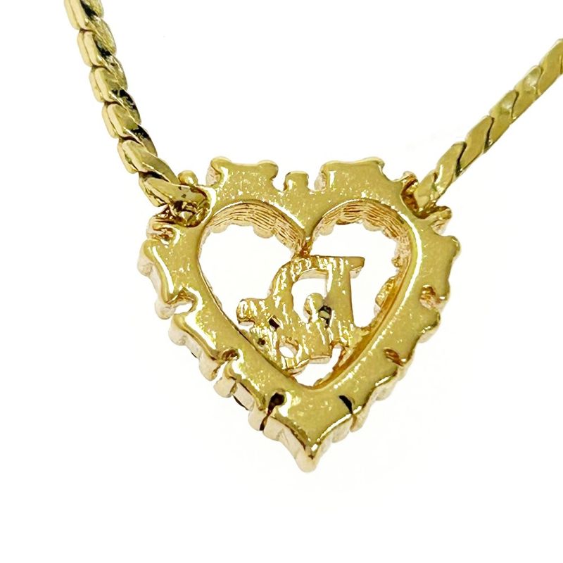 Christian Dior GP Rhinestone Dior Logo Heart Necklace Gold 440468 Necklace