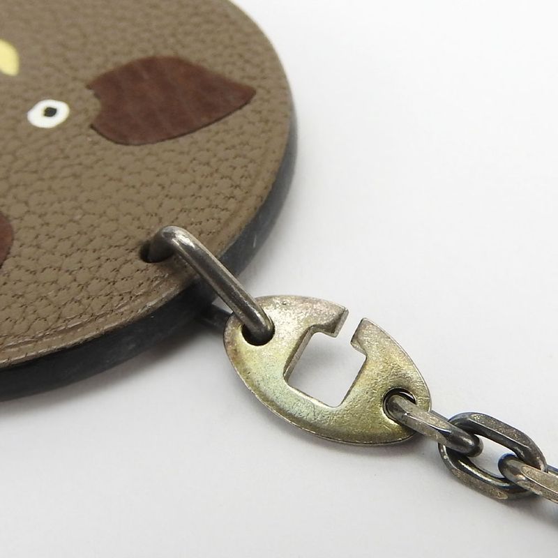 Hermes Bag Charm Leather Silver 925 Brown Wild Boar 2007 Ladies Women Hermes