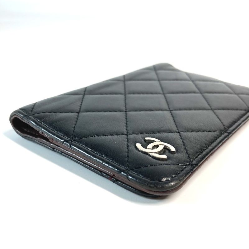 Chanel Passport Case CC Logo Coco Mark Matelasse Quilted Leather Black