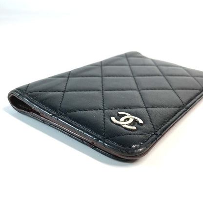 Chanel Passport Case CC Logo Coco Mark Matelasse Quilted Leather Black