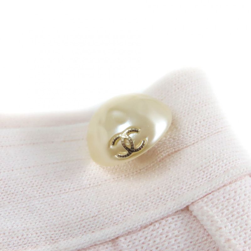 CHANEL P43884 F Knit Pleated Skirt With Pearl Coco Mark Buttons Wrap Skirt