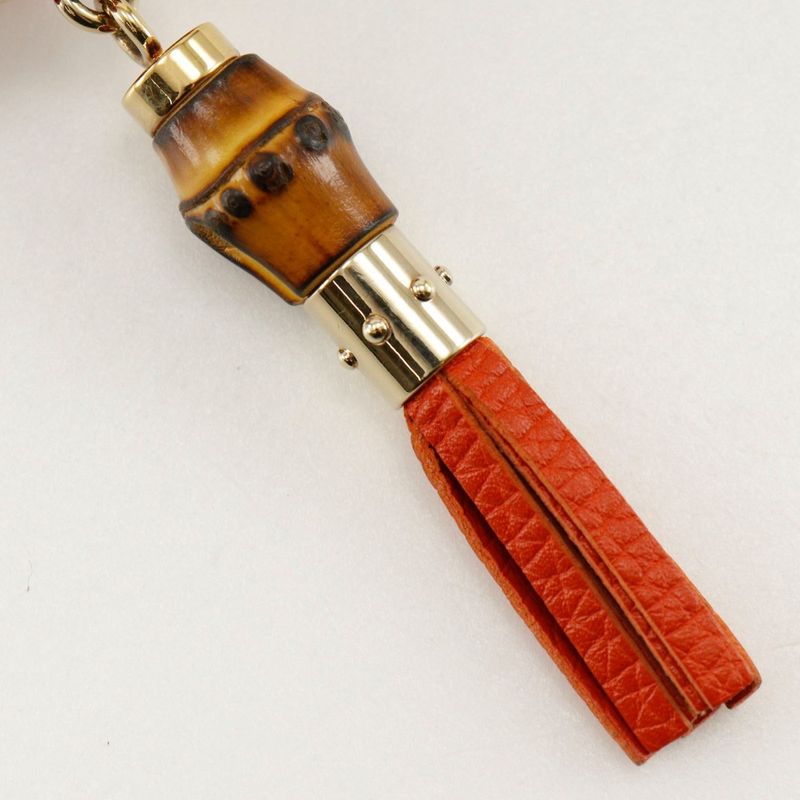 Gucci Round Zipper Bamboo Tassel Bicolor 307984 Calf Pink/orange Ladies Long