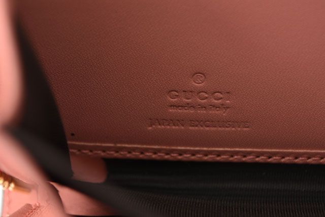 Gucci Long Wallet Round Zipper GG Marmont Ribbon Pink