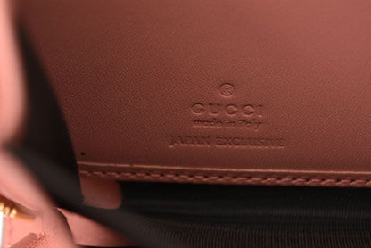 Gucci Long Wallet Round Zipper GG Marmont Ribbon Pink