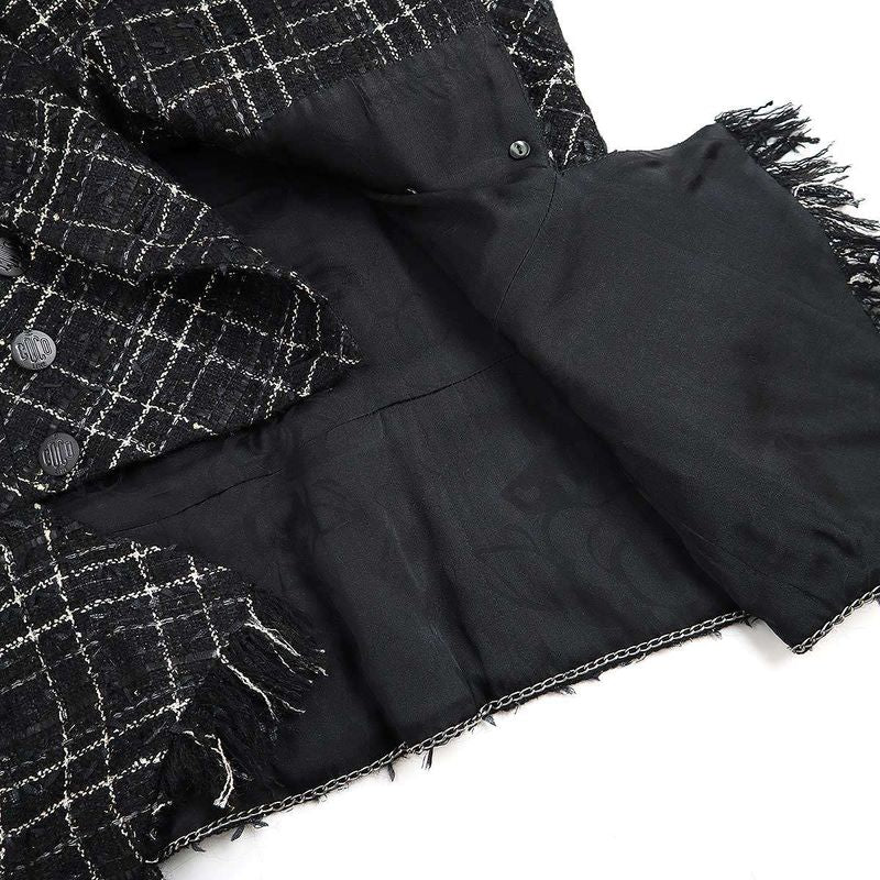 Chanel 2008 Cruise Tweed Jacket and Skirt Setup P32193v22147 P32374v22147 Black