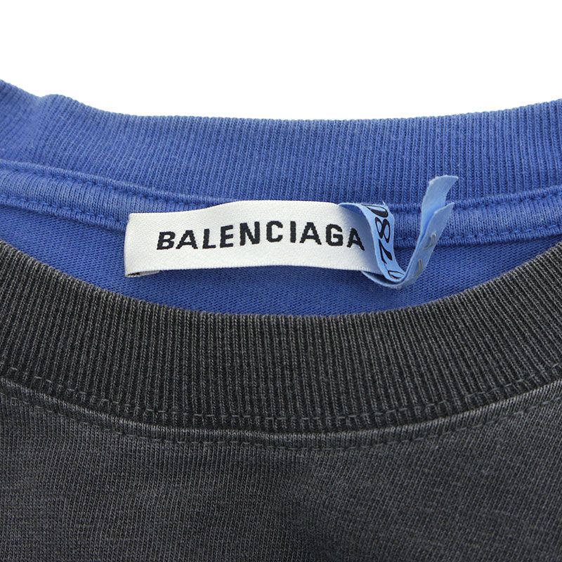 Balenciaga Docking T-shirt 518237 Long T XS Gray And Blue