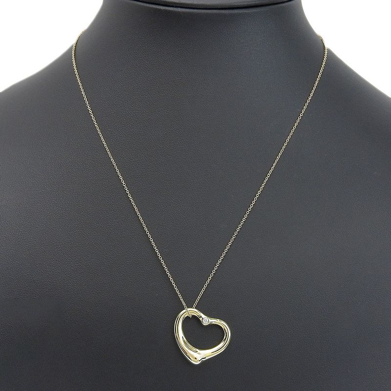 Tiffany & Co Open Heart Long 18K Yellow Gold And Diamonds Ladies 7.8g Necklace