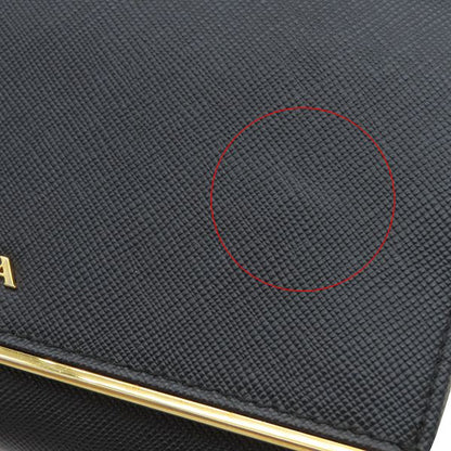 Prada Chain Wallet Saffiano Metal Shoulder Wallet Leather Nero Gold Hardware