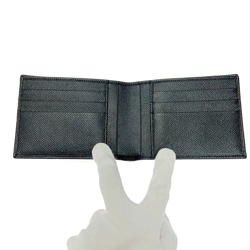 Bvlgari Leather Bifold Wallet Men's Black 366021 Bifold Wallet