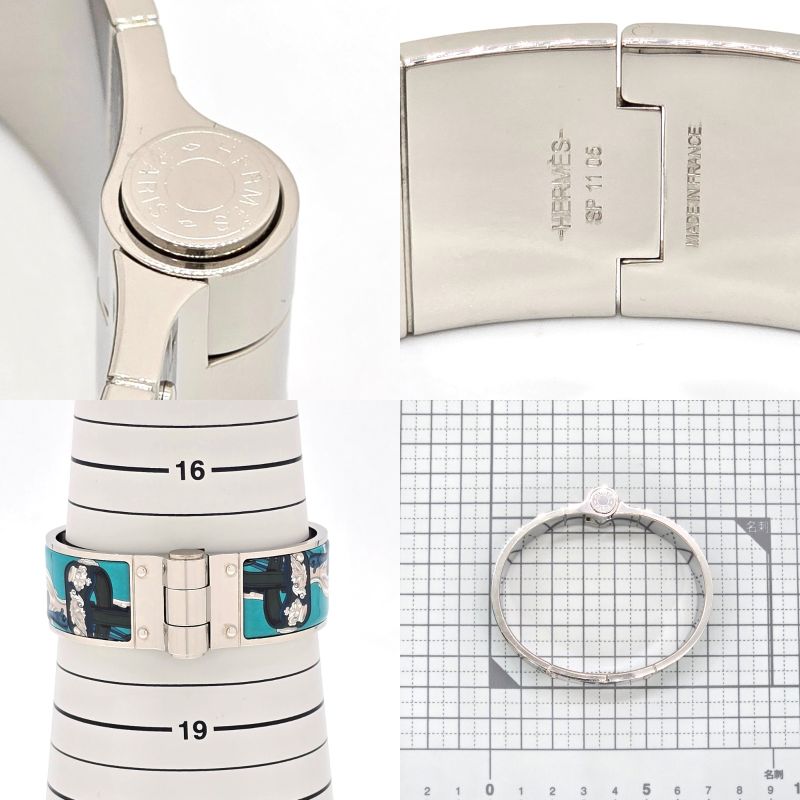 Hermes Enameled Bracelet Charnière GM Bangle Wrist Circumference Approx 18cm