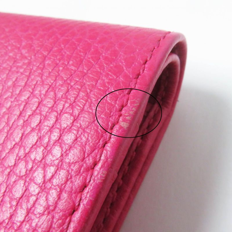 Gucci 456126 GG Marmont Leather Mini Wallet/bifold Wallet Shocking Pink Gold