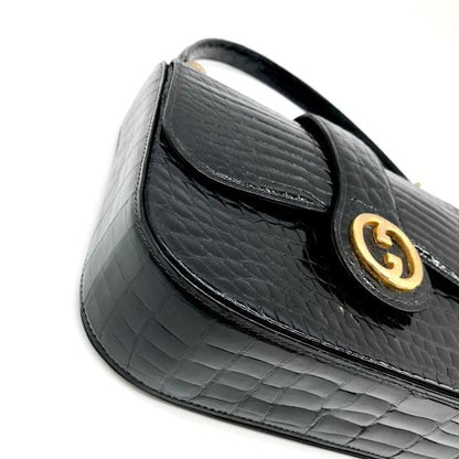 Gucci Croco Logo Push Lock Hand Bag