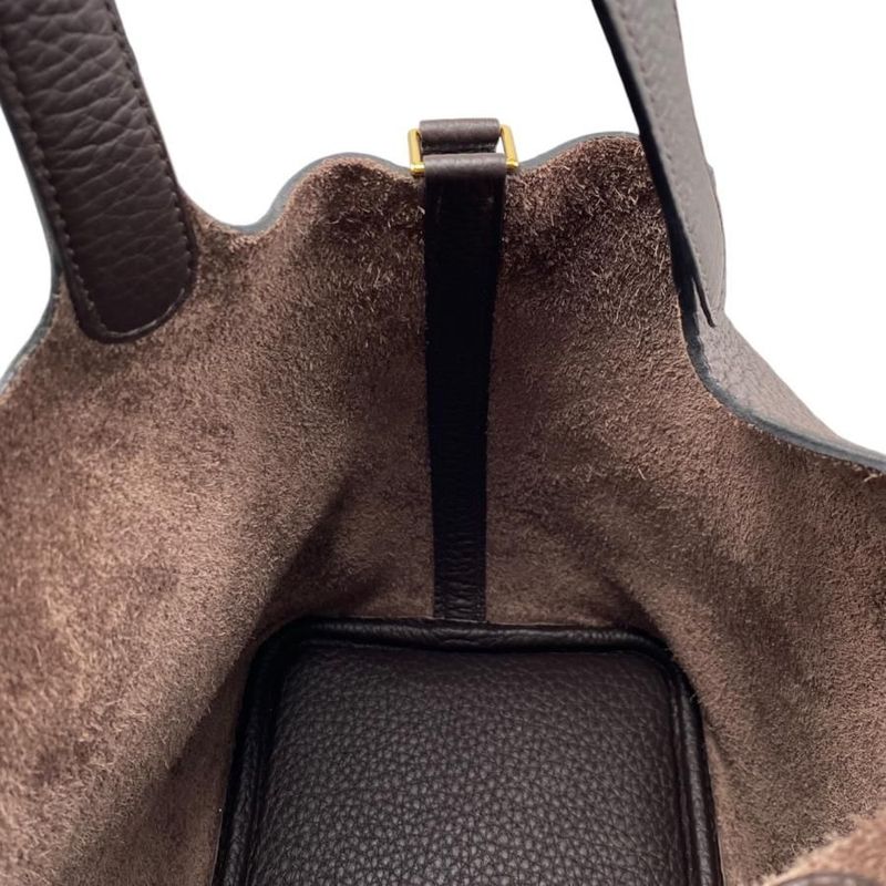 Hermes Handbag Picotin Lock PM Engraved B Ebène Dark Brown Gold Hardware Hermes