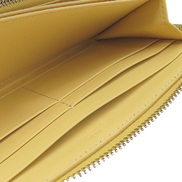 Fendi Long Wallet Robot Face Zip Around Leather Yellow Silver Hardware Round