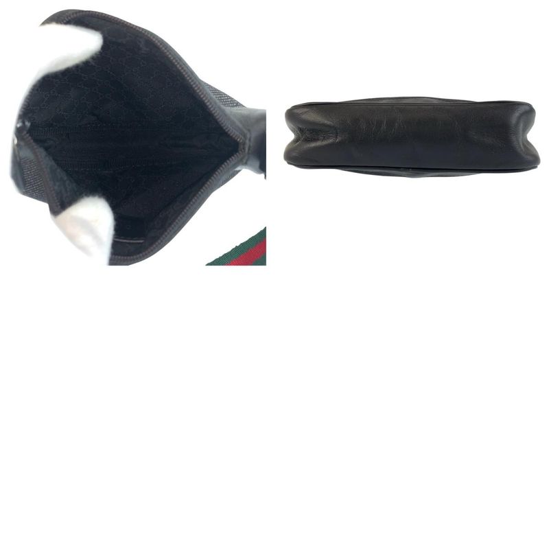 Gucci Sherry Line Black Silver Hardware Canvas 92821 Handbag Accessory Pouch