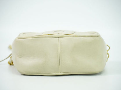 Authentic Chanel Deca Coco Mark Tassel Shoulder Bag Pochette Lambskin Leather