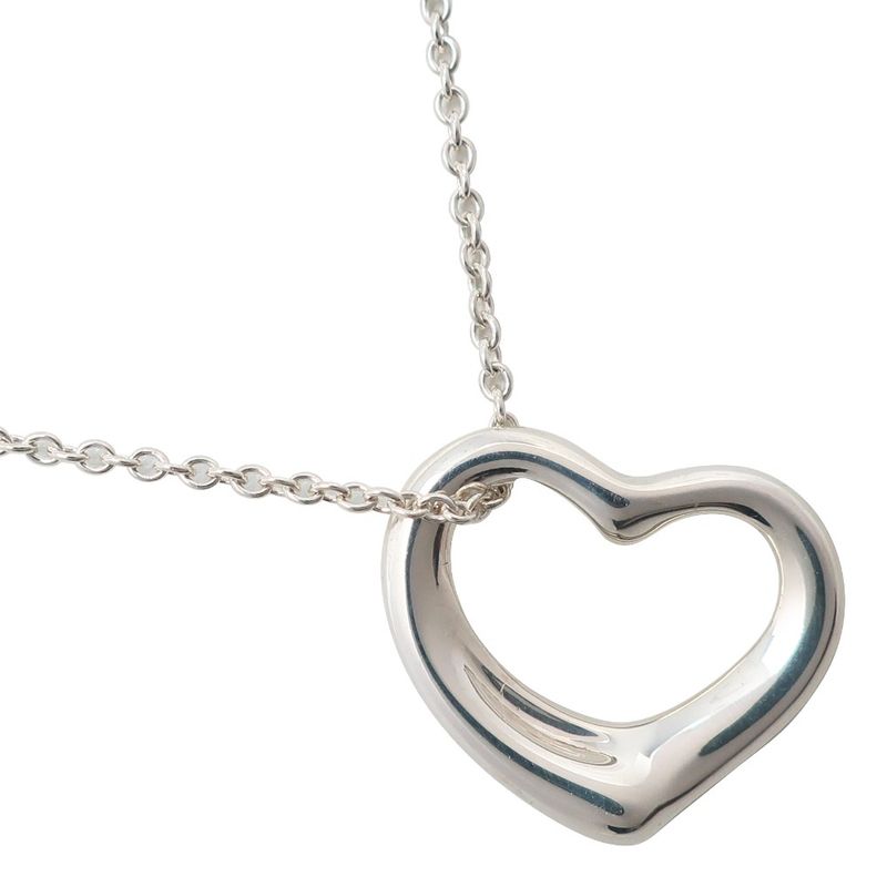 Tiffany & Co Open Heart Elsa Peretti 925 Silver Ladies 2.2g Necklace