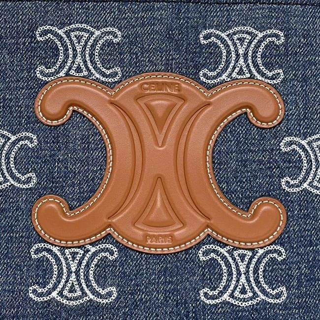 Celine 2way Bag Cabas Tice Blue Brown Triomphe