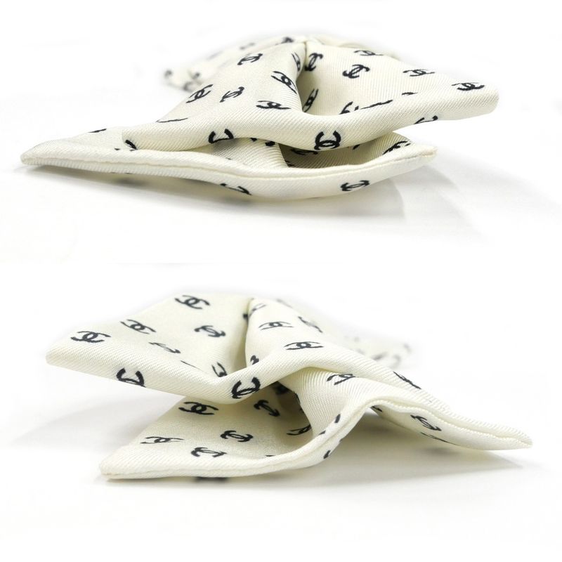 Chanel Valletta Aaa821 Ribbon White Logo COCO Silver-hardware Hair