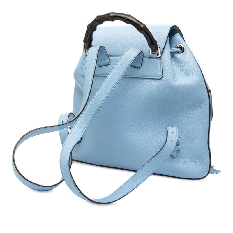 Gucci Bamboo Backpack 370833 Blue Black Leather Women's Gucci