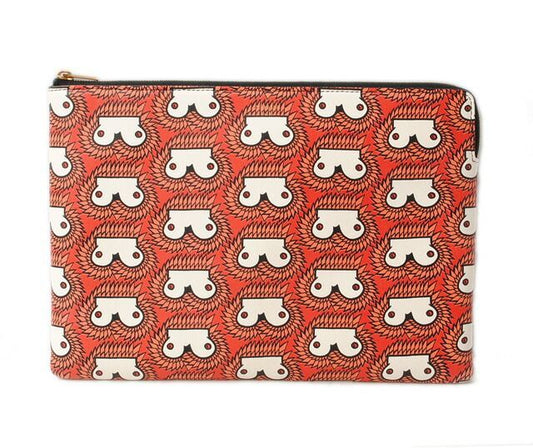 Celine Clutch Pouch Clutch Bag Ipad Case Celine Bicolor Coral Orange Multi
