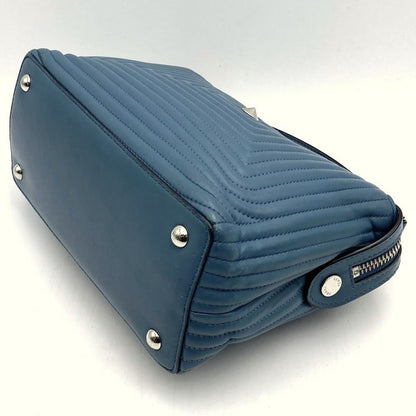 Fendi 8bn299 Dotcom Handbag Shoulder Bag 2way Blue Leather Women Fashion