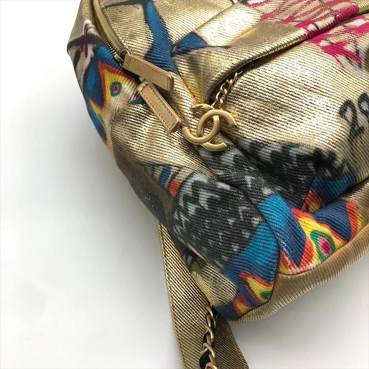 Chanel CC Logo Graffiti Paint Backpack Gold