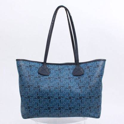 Celine Carriage Leather X PVC Blue Tote Bag Silver Sc-st-0098
