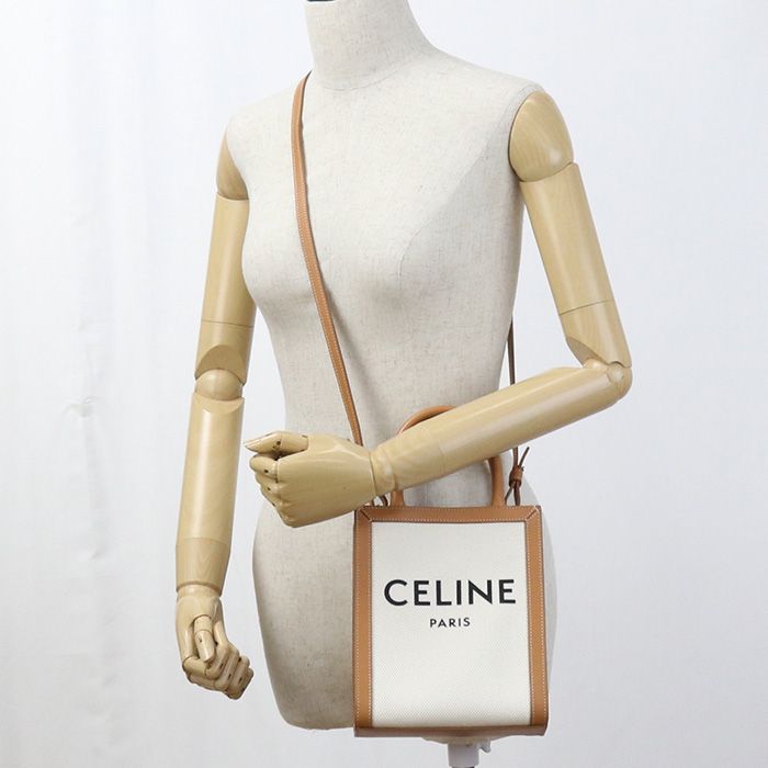 Celine Mini Vertical Cabas Handbag Canvas Calf Womens