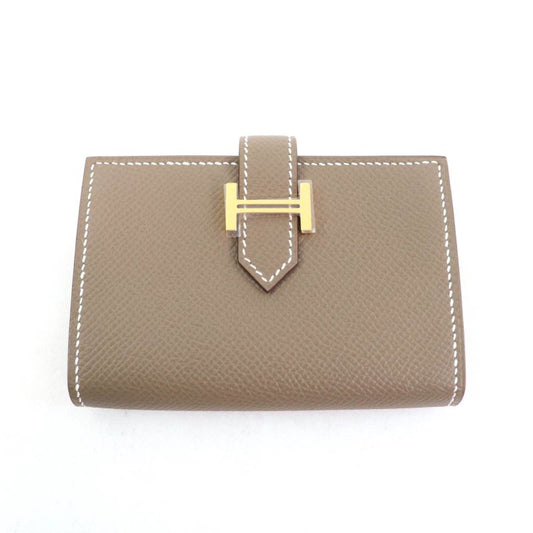 Hermes Bearn Mini Etoupe Vaux Epson Gold Hardware H Logo Hardware Mini Wallet