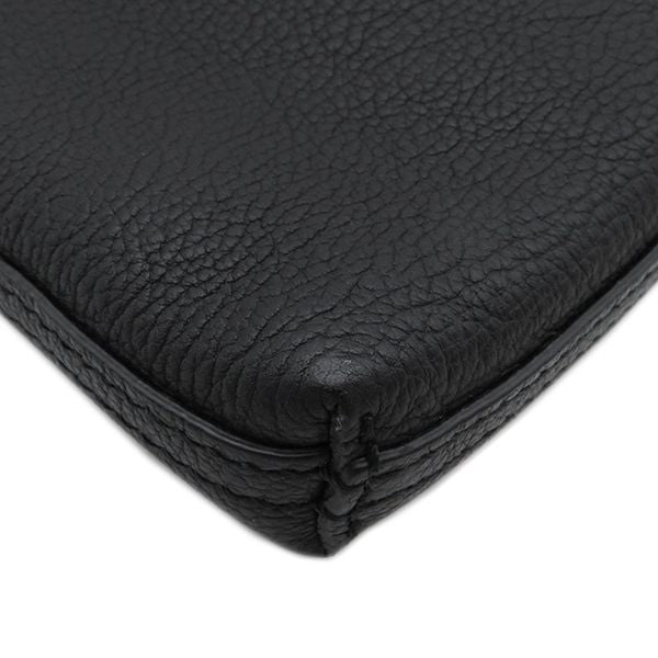 Gucci Clutch Bag Portfolio Leather Black Gold Hardware Logo Print Black 500984