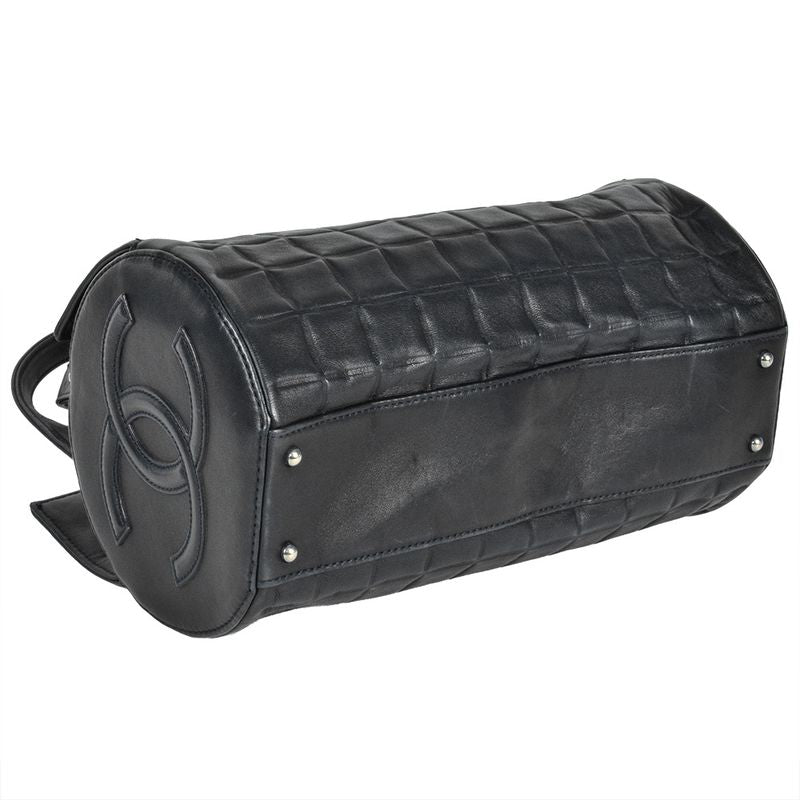 Chanel Chocobar Handbag Lambskin Navy Silver Hardware 7 Digit 7s Ladies