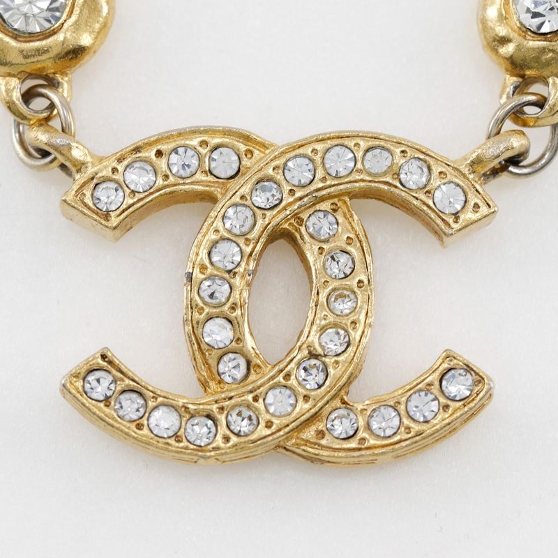 Chanel Coco Mark Vintage Gold Plated And Rhinestone Ladies 29.5g Necklace