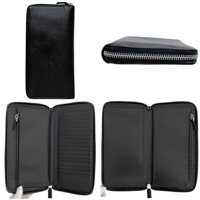 Prada Round Zipper Long Wallet Black NERO 2ml220 Excellent Condition