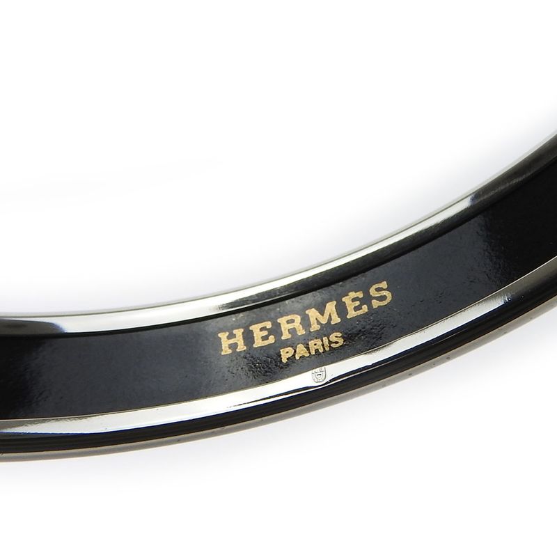 Hermes Bangle Emile PM Enamel Metal Multicolor Light Gray Silver Hardware
