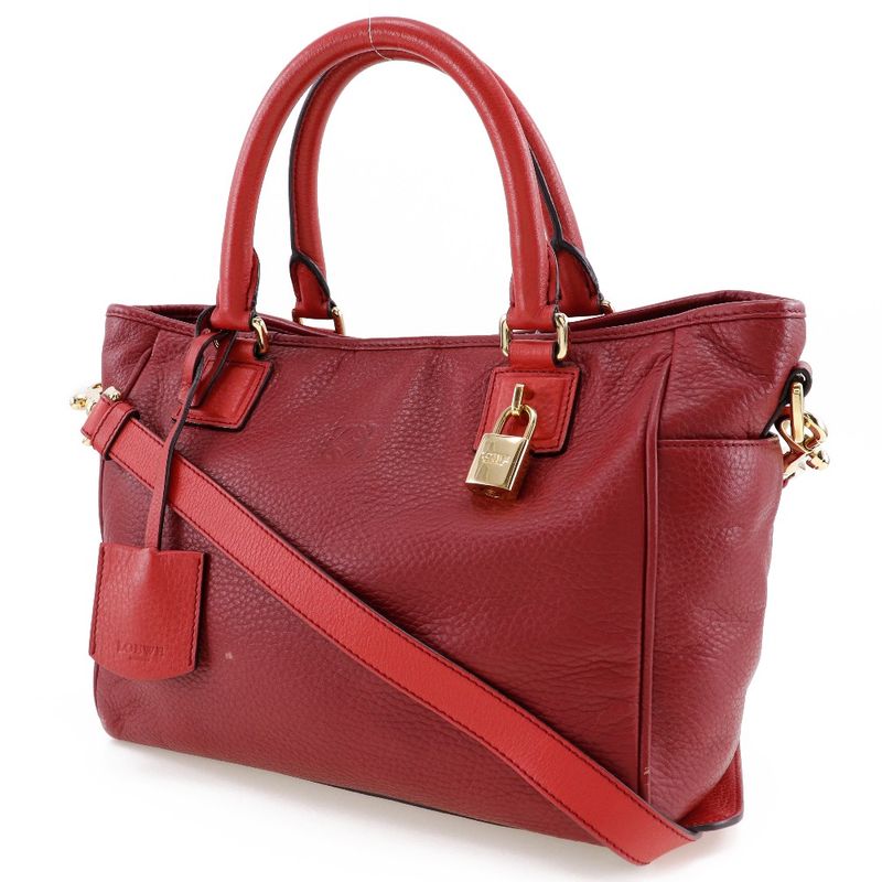 Loewe 2WAY Shoulder PIEL Vacuna Cowhide 318.32c86 Leather Red Ladies Handbag