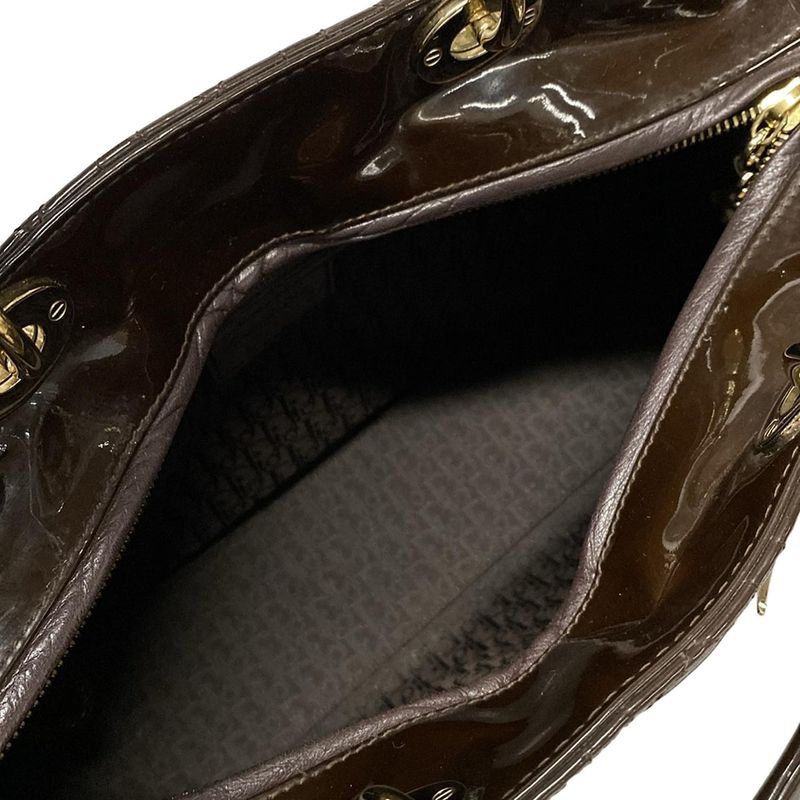 Dior/christian Dior Handbag Lady Dior Large Dark Brown Leather