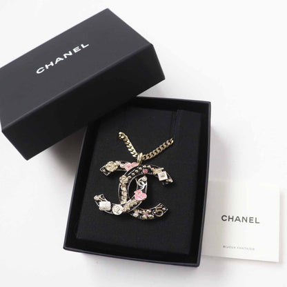 CHANEL B24P Abd325 Camellia Perfume Bag Icon Design Large Coco Mark Necklace