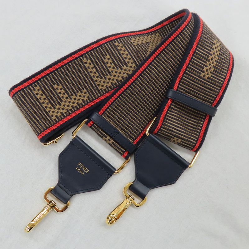 Fendi Strap Shoulder Bag Accessory Navy Logo Canvas Leather Gdhardware