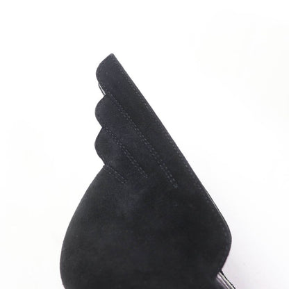 Hermes Vecteur Feather Motif Suede Leather Pumps Black 35 Storage With Bag Made