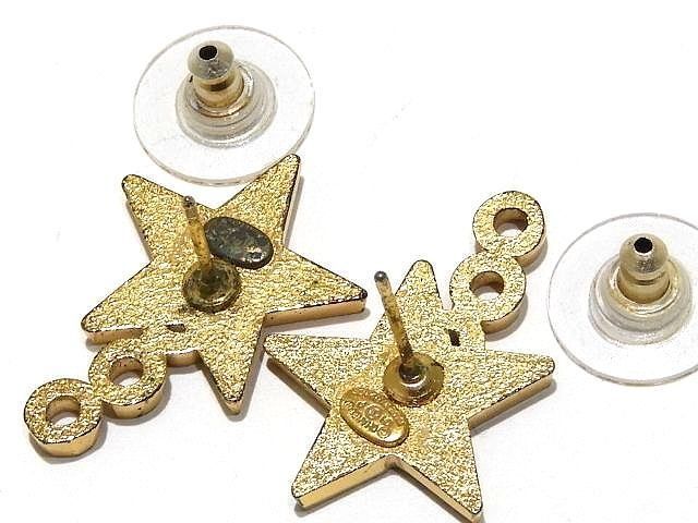 Chanel Earrings COCO Star Motif Black × Gold Ladies 01P Coco Accessories ▼7D