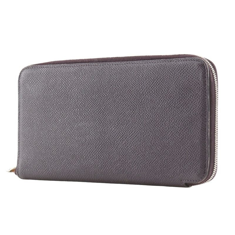 Hermes Azap Long Silk-in Vaux-epson Cassis Purple D Women Long Wallet