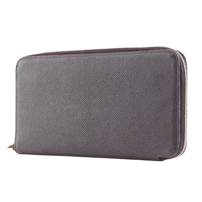 Hermes Azap Long Silk-in Vaux-epson Cassis Purple D Women Long Wallet