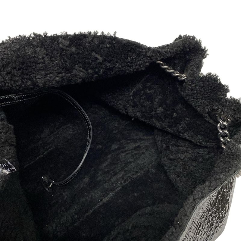 Gucci Tote Bag Soho Interlocking G 308982 Black Chain Shoulder Leather  Mouton