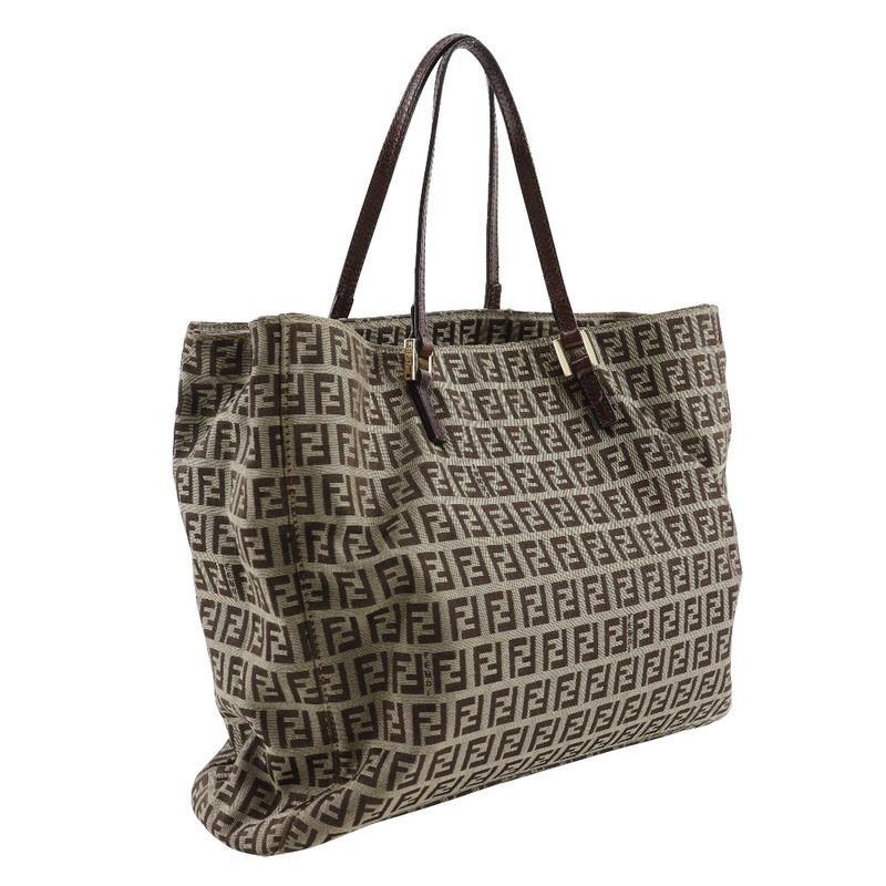 Fendi Zucchino 8bh132 Nylon Canvas Brown Women's Handbag