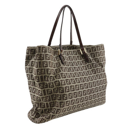 Fendi Zucchino 8bh132 Nylon Canvas Brown Women's Handbag