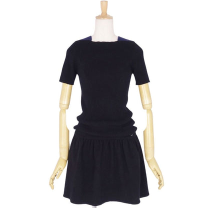 Chanel Knit Dress Short Sleeves Short Sleeves Coco Mark Wool Cashmere Tops